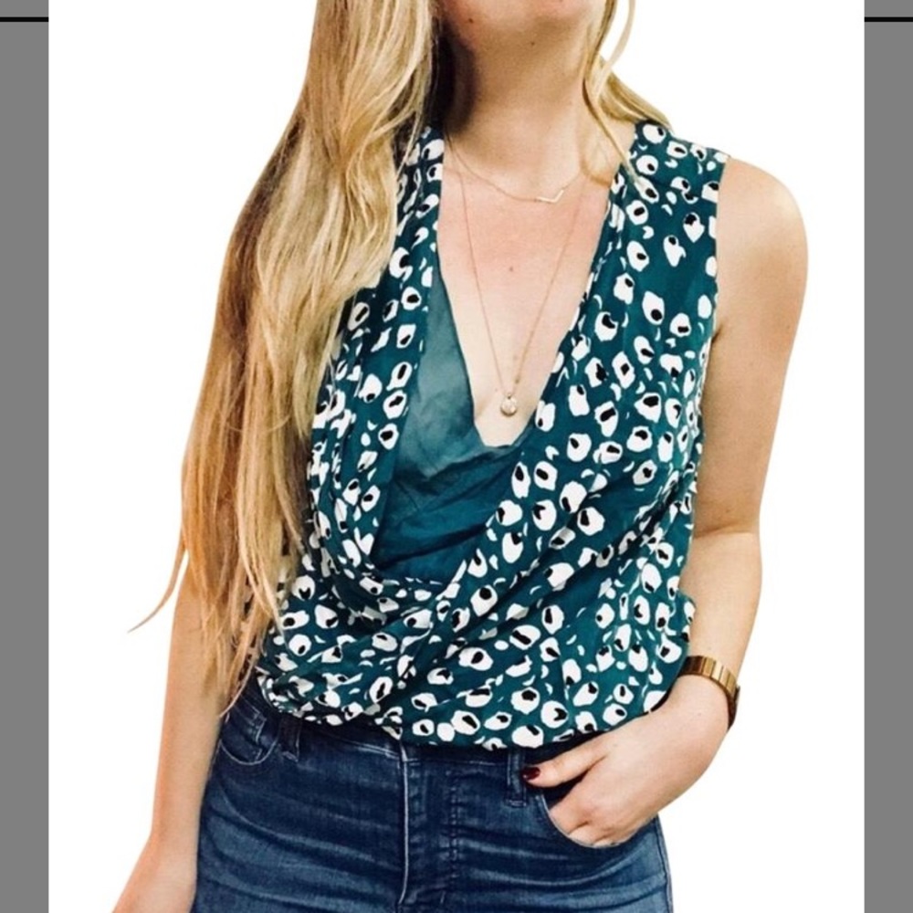 DVF green leopard top